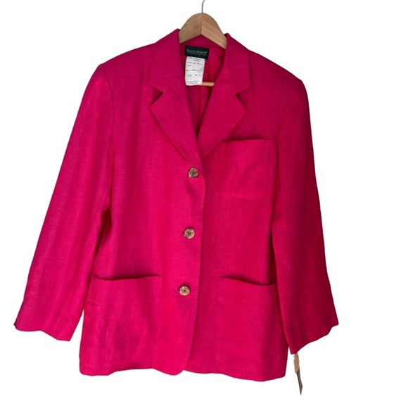 Vintage Harve' Benard Women's Pink 100% Linen with Front Pocket Jacket Size: 14 - Picture 13 of 13